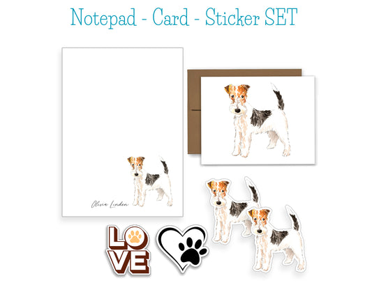 Fox Terrier Dog Notepad, Card and Stickers
