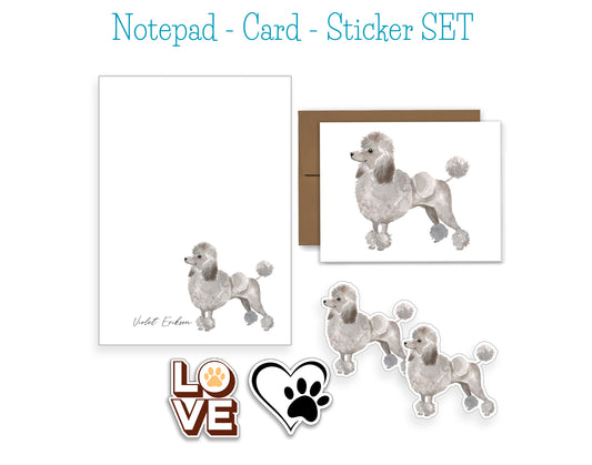 Standard Poodle Dog Notepad, Card and Stickers