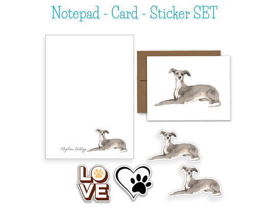 Greyhound Dog Notepad, Card and Stickers