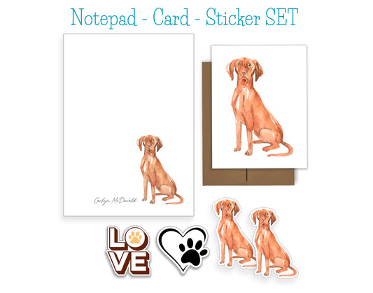 Hungarian Vizsla Dog Notepad, Card and Stickers