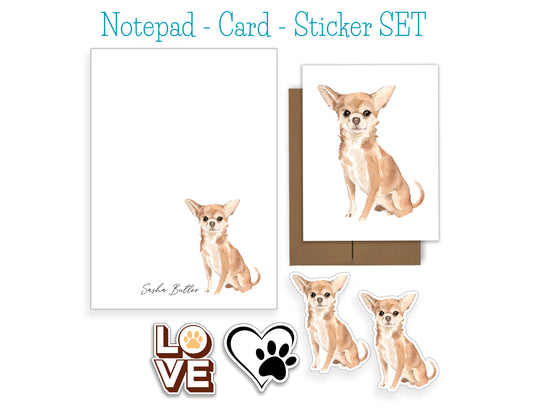 Chihuahua Dog Notepad, Card and Stickers