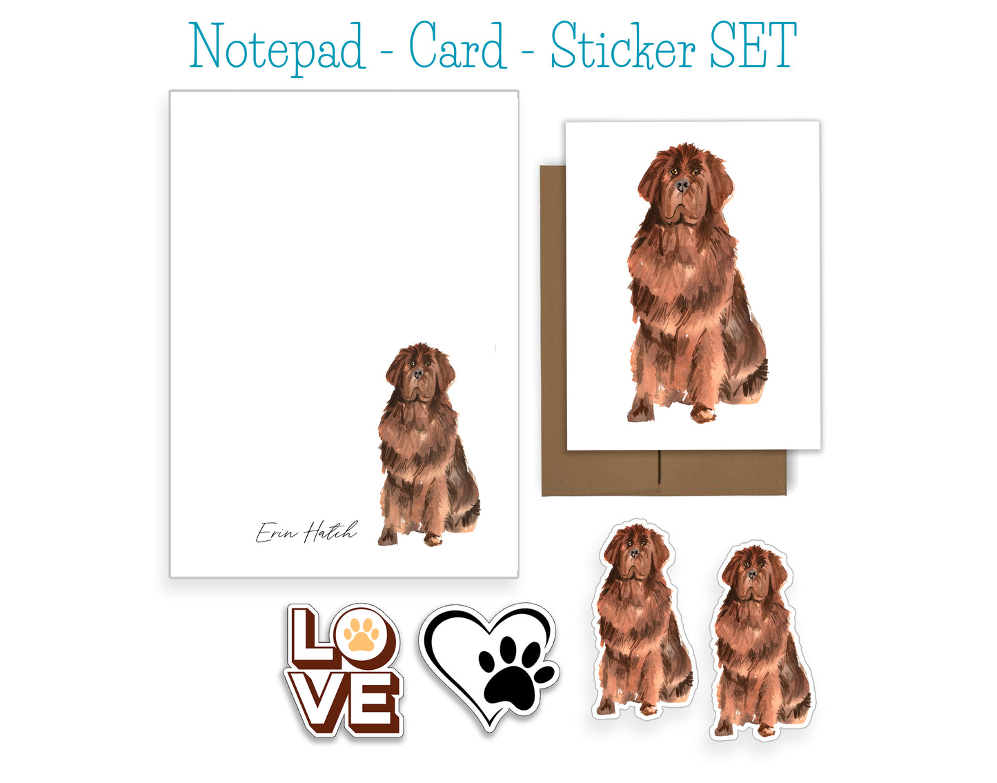 Newfoundlan Dog Notepad, Card and Stickers