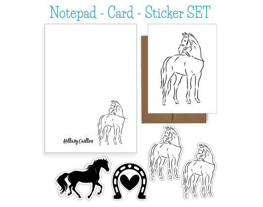 Horse Sketch Personalized Notepad and Stickers