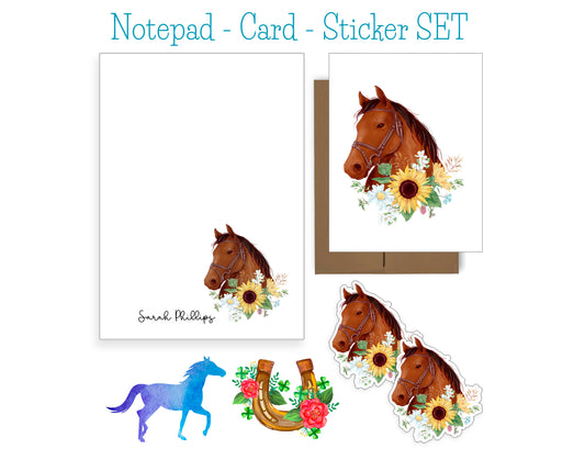 Watercolor Horse Notepad and Stickers