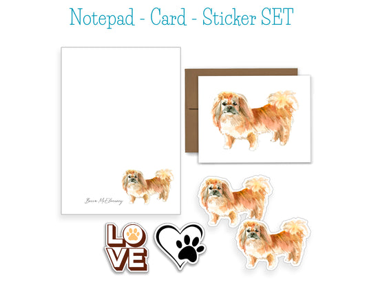 Pekingese Dog Notepad, Card and Stickers