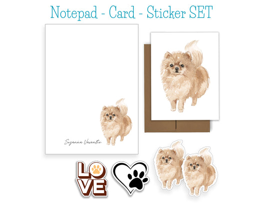 Pomeranian Dog Notepad, Card and Stickers