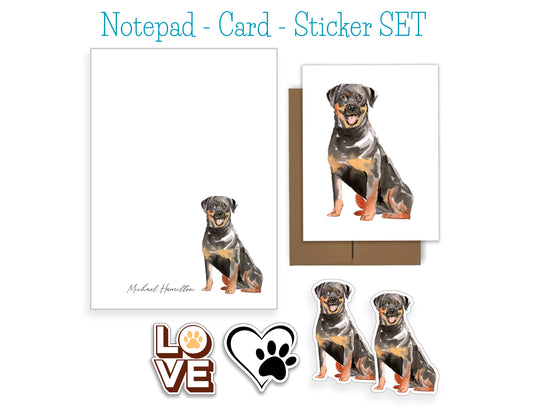 Rottweiler Dog Notepad, Card and Stickers