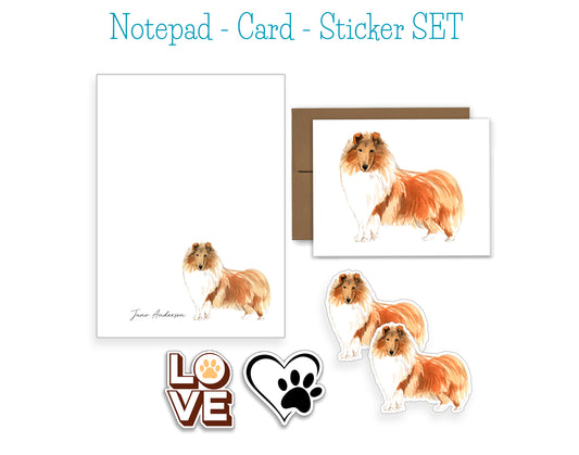 Rough Collie Dog Notepad, Card and Stickers
