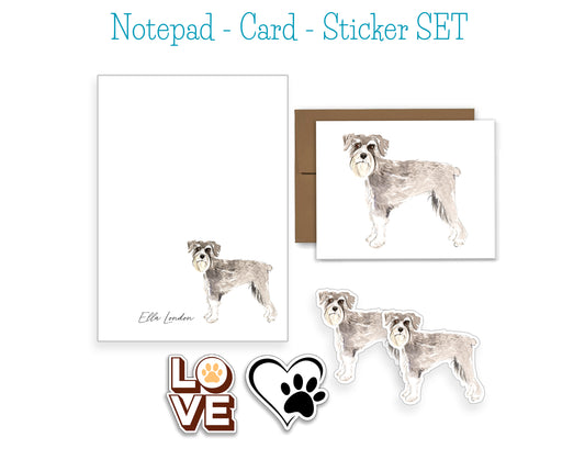 Schnauzer Dog Notepad, Card and Stickers