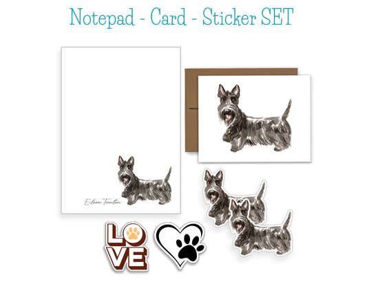 Scottish Terrier Dog Notepad, Card and Stickers