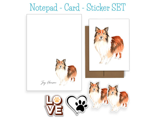 Shetland Sheepdog Dog Notepad, Card and Stickers