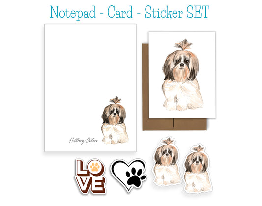 Shih Tzu Dog Notepad, Card and Stickers