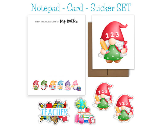 Teacher Notepad, Card and Stickers