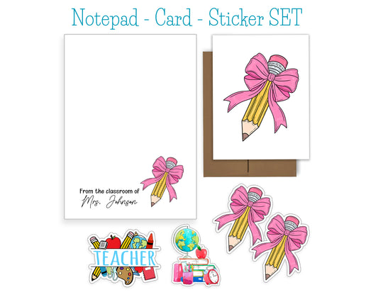 Teacher Notepad, Card and Stickers