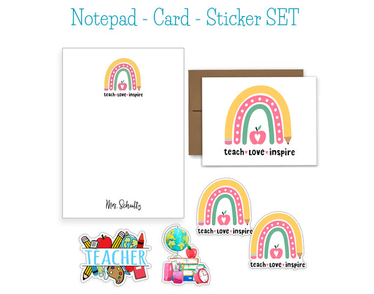 Teacher Notepad, Card and Stickers