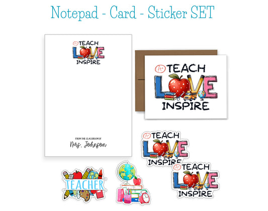 Teacher Notepad. Card and Stickers