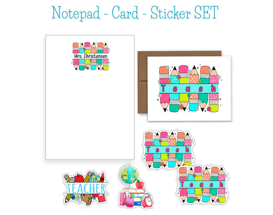 Teacher Notepad, Card and Stickers