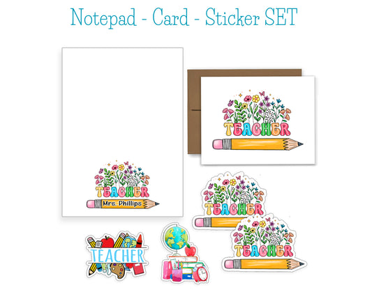 Teacher Notepad, Card and Stickers