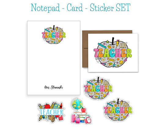 Teacher Notepad, Card and Stickers