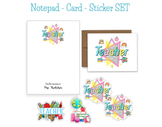 Teacher Notepad, Card and Stickers
