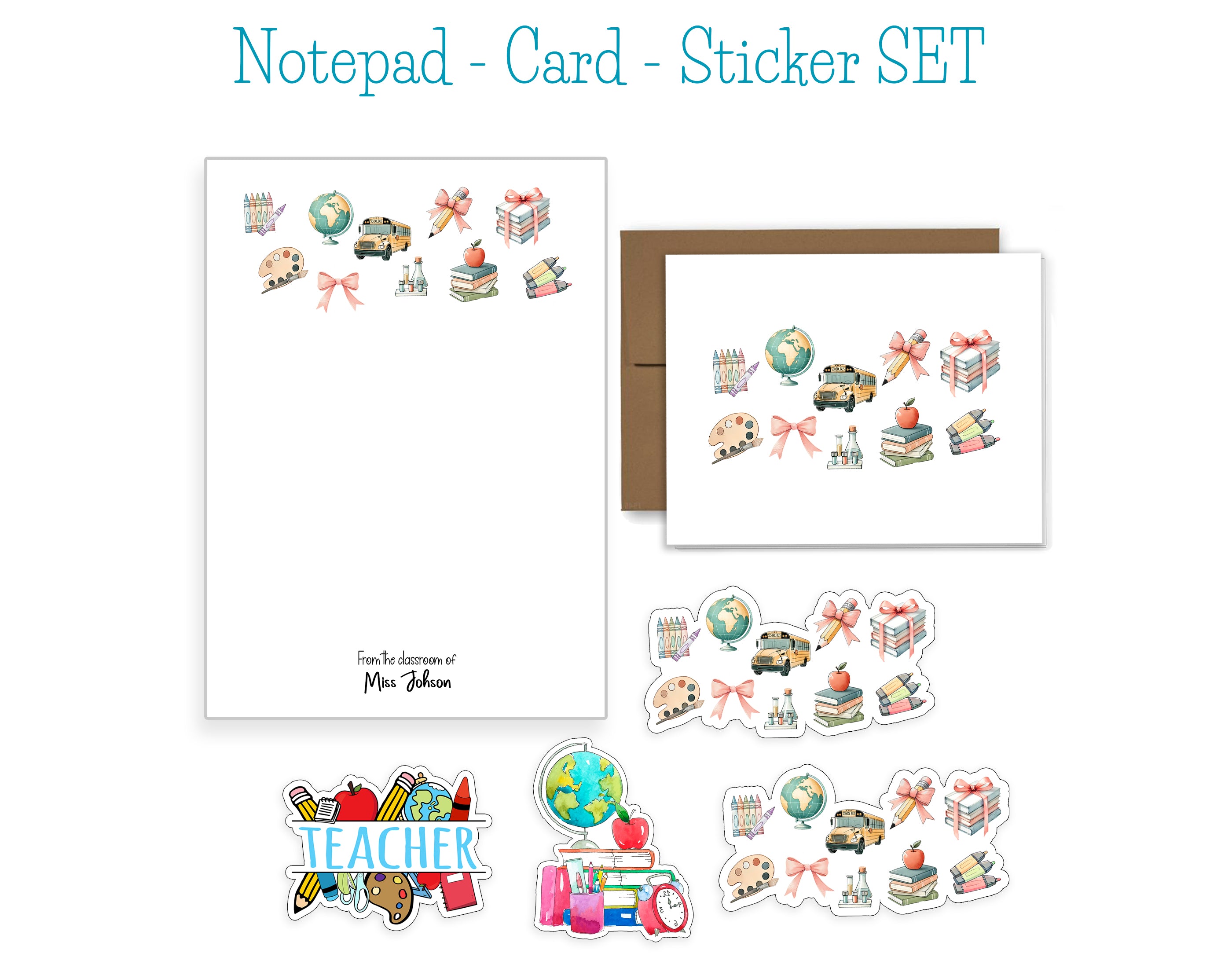 Teacher Notepad, Card and Stickers – Katalie