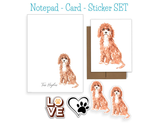Cavapoo Dog Notepad, Card and Stickers