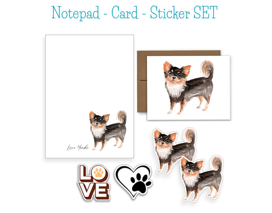 Chihuahua Tri Color Dog Notepad, Card and Stickers