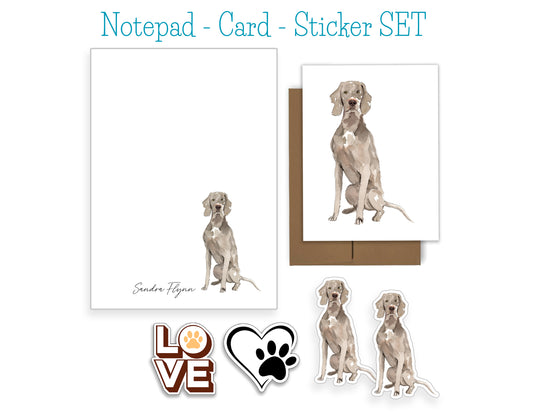 Weimaraner Dog Notepad, Card and Stickers