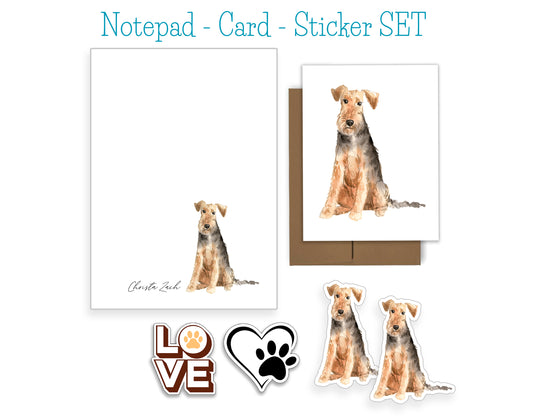 Welsh Terrier Dog Notepad, Card and Stickers