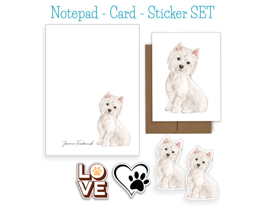 Westie Dog Notepad, Card and Stickers