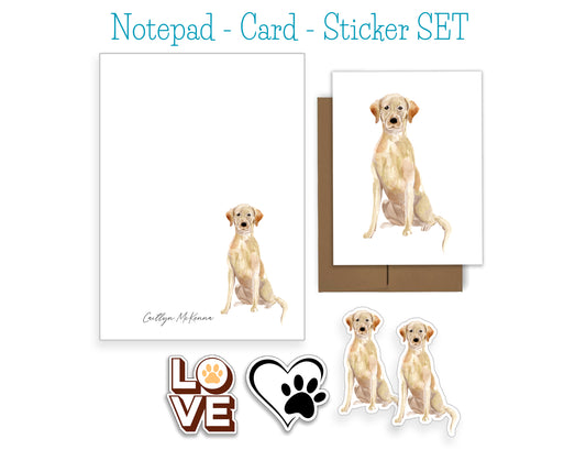 Yellow Labrador Dog Notepad, Card and Stickers