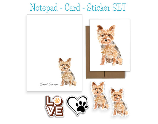 Yorkshire Terrier Dog Notepad, Card and Stickers
