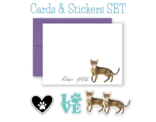 Watercolor Brown Cat Folded Note Cards