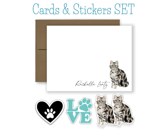 American Shorthair Cat Folded Note Cards