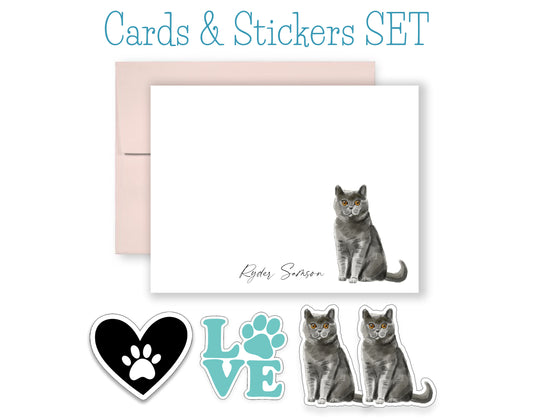 Grey Cat Folded Note Cards