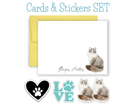 Watercolor Cat Folded Note Cards