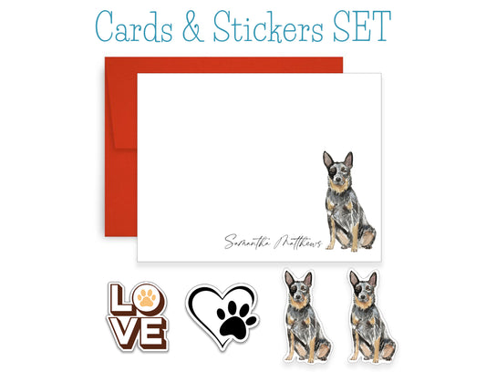 Australian Cattle Dog Folded Note Cards and Stickers