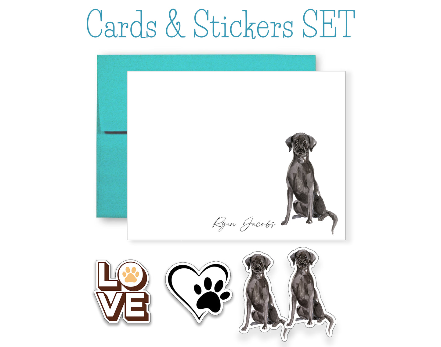 Black Labrador Folded Note Cards and Stickers