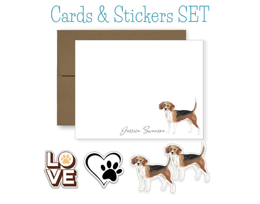 Beagle Folded Note Cards and Stickers