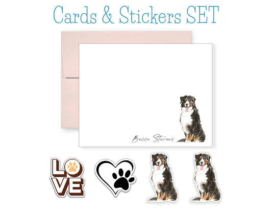 Bernese Mountain Dog Folded Note Cards and Stickers