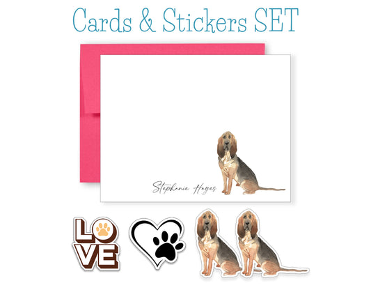 Bloodhound Folded Note Cards and Stickers