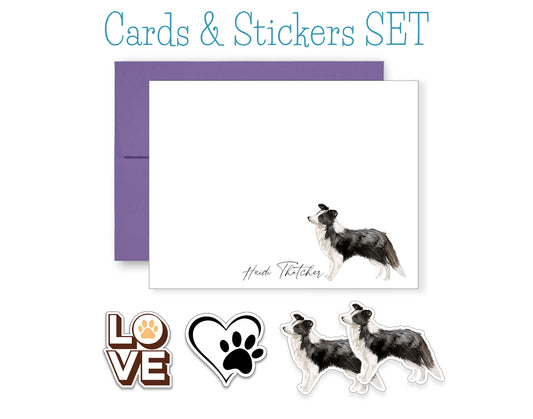 Border Collie Folded Note Cards and Stickers