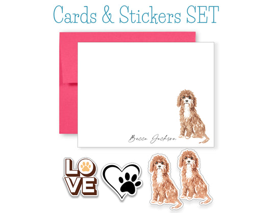 Cavapoo Folded Note Cards and Stickers