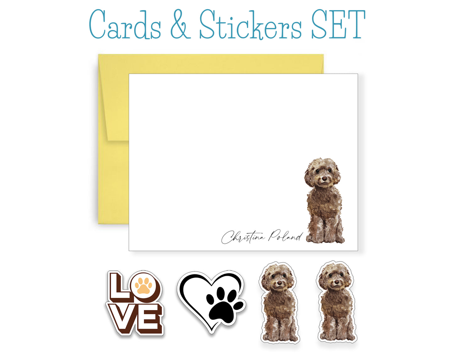Cockapoo Folded Note Cards and Stickers