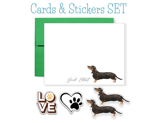 Black and Tan Dachshund Folded Note Cards and Stickers