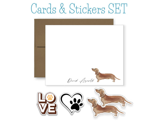 Red Dachshund Folded Note Cards and Stickers