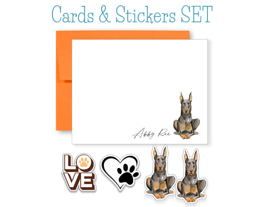 Doberman Folded Note Cards and Stickers