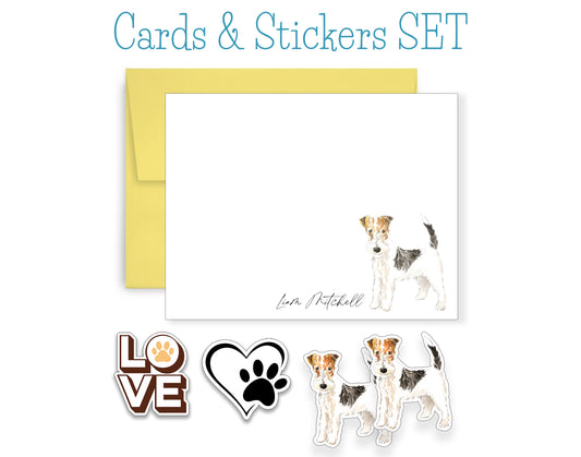 Fox Terrier Folded Note Cards and Stickers