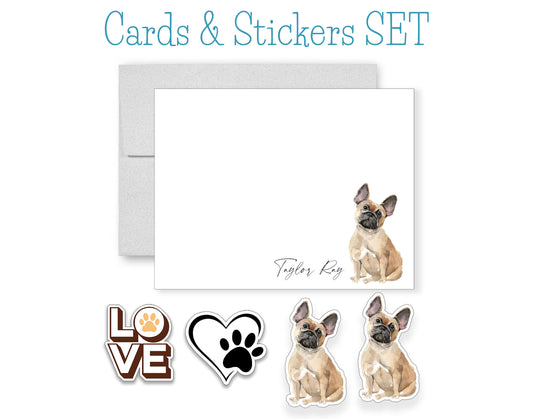 Fawn French Bulldog Folded Note Cards and Stickers