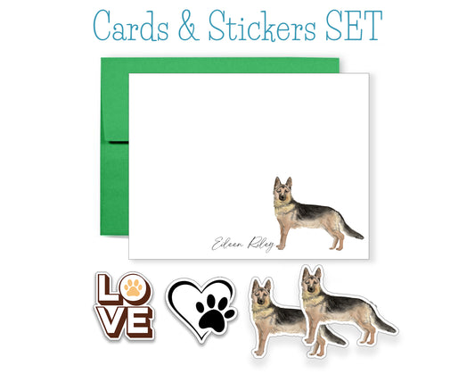 German Shepherd Folded Note Cards and Stickers